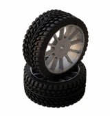 1/10 GT Sport/Rally gumy nalepené gumy, šedé disky, 2ks.
