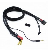 2S černý nabíjecí kabel G4/G5 v černé ochranné punčoše - dlouhý 600mm - (XT60, 3-pin XH)