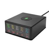 6v1 160W Víceportová bezdrátová nabíječka s LCD displejem