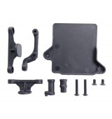 RC10B74.1 LP sloupky držáku baterky, držák větráku, držák regulátoru