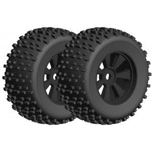 Off-Road 1/8 Monster nalepené gumy - Gripper - černé disky - 1 pár