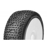 1/8 Off Road Buggy nalepené gumy, S-CODE, bílé disky, Medium směs, 1 pár