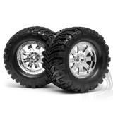 Nalepené Super Mudders gumy 155x85mm na chromových diskách, 2ks. pro Savage