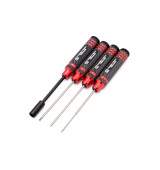 Sada nářadí, imbusový šroubovák (1,5, 2.0, 2.5mm) a nástrčkový klíč 7,0mm, červená