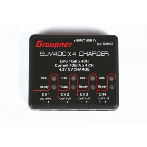 USB nabíječka SLIM 400x4 1S LiPo 4,2V 400mA