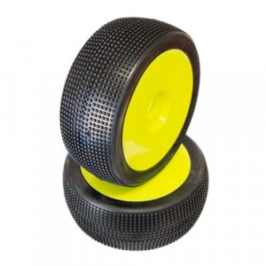 1/8 MICRO PIN COMPETITION OFF ROAD gumy nalepené gumy, SOFT směs, žluté disky, 2ks.