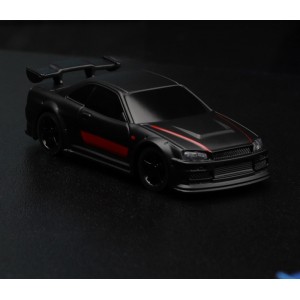 Turbo Racing 1/76 C74 On-Road RC Car RTR (černá s červeným pruhem)