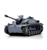 TORRO tank 1/16 RC Sturmgeschütz III, provedení G, šedá kamufláž-BB Airsoft (kovové pásy)