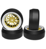 Spec D LS Wheel Offset +6 White Gold w/Tire 4ks pro 1/10 Drift