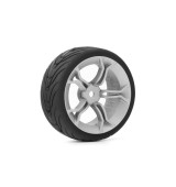Spec T MS Wheel Offset 3 Silver w/Tire 4ks pro 1/10 Silniční