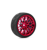 Spec T LS Wheel Offset 3 Red w/Tire 4ks pro 1/10 Silniční